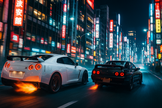 R32 And R35 GTR Racing Shinjuku  Wall Poster Print Free Delivery